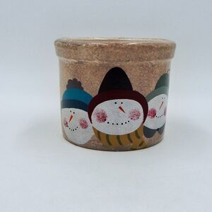 Robinson Ransbottom Pottery Snowmen Crock RRP Pint Christmas Roseville Ohio USA